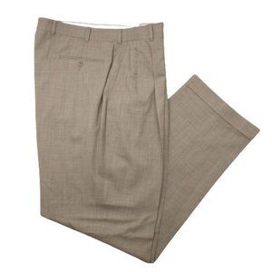 Brooks Brothers Mens 40x33 Brown Pleated Wool Stretch Dress Pants